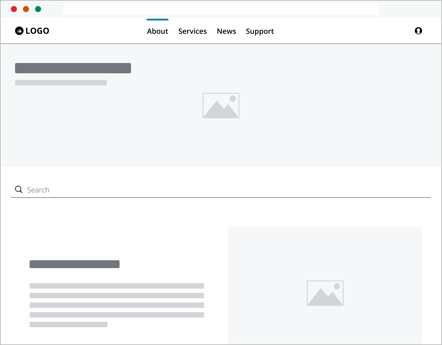 Example of search is located in center