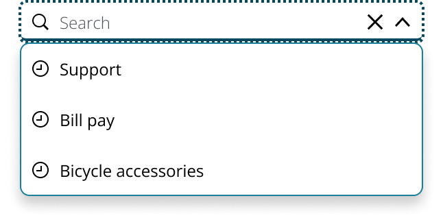 Example of search with recent searches in dropdown